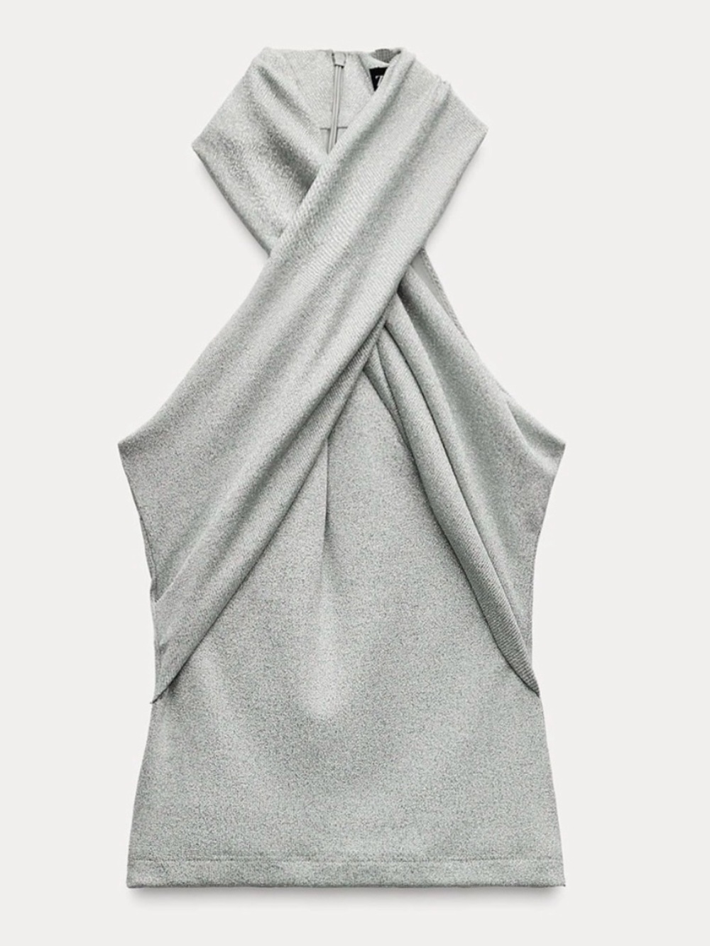 Zara metallic glitter cross halter top